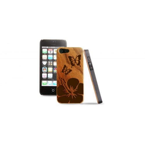 Cover in legno iPhone - incisione farfalla