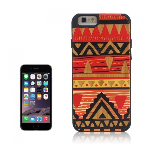 Cover iPhone 6 e 6s in Legno colorato con disegno Tribale Rosso