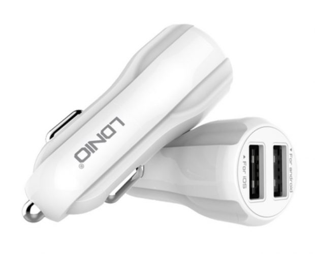 Caricabatteria da Auto LDNIO 3.4A Doppia Uscita USB + Cavo Micro USB