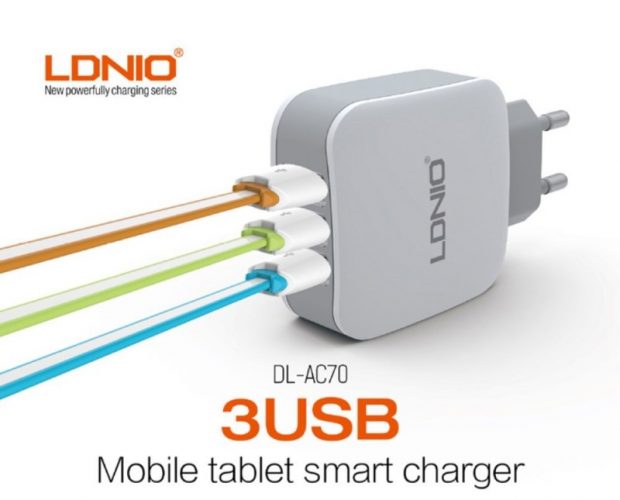 Alimentatore LDNIO da Parete 3 Porte USB 3.4A + Cavo
