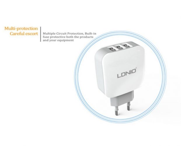 Alimentatore LDNIO da Parete 3 Porte USB 3.4A + Cavo